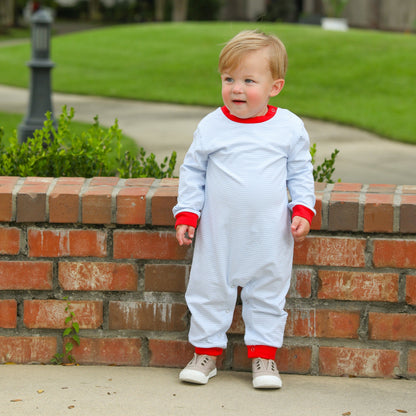 Thomas Light Blue Stripe and Red Romper
