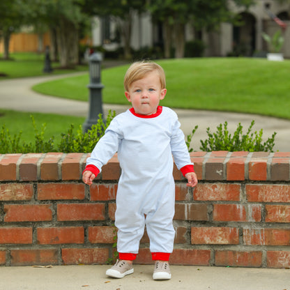 Thomas Light Blue Stripe and Red Romper
