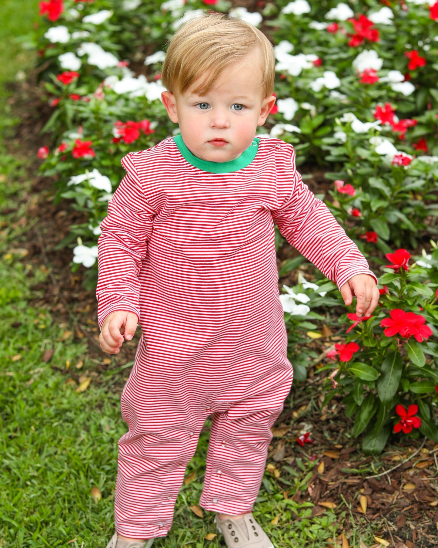 Thomas Romper Red Stripe and Green