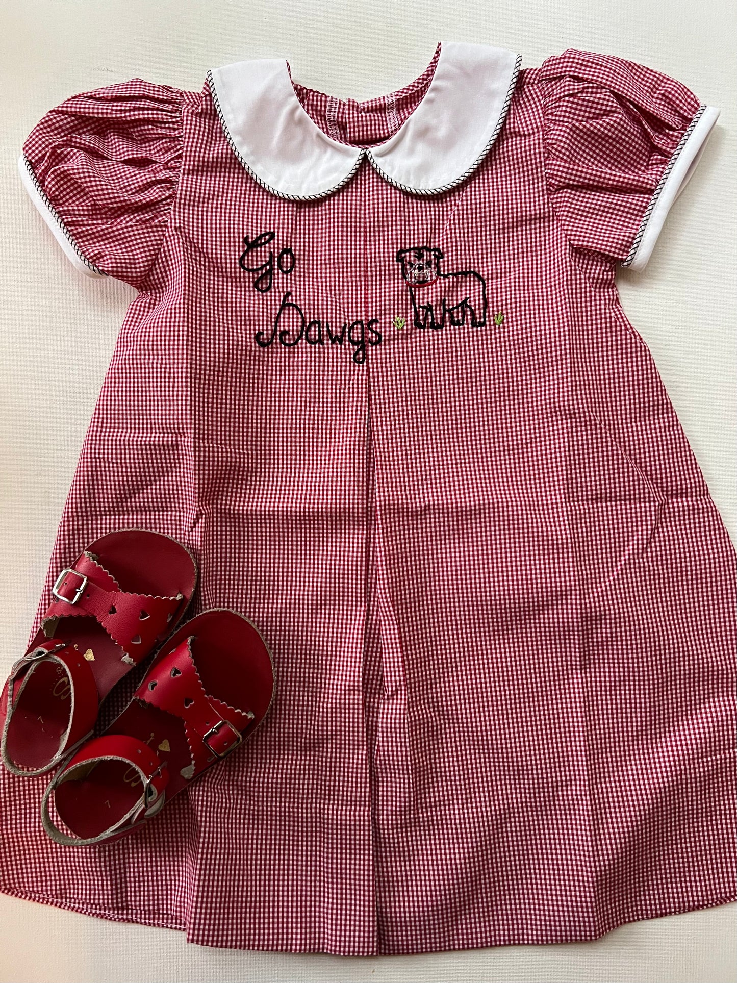 Remember Nguyen Heirloom Embroidered "Go Dawgs" Dress