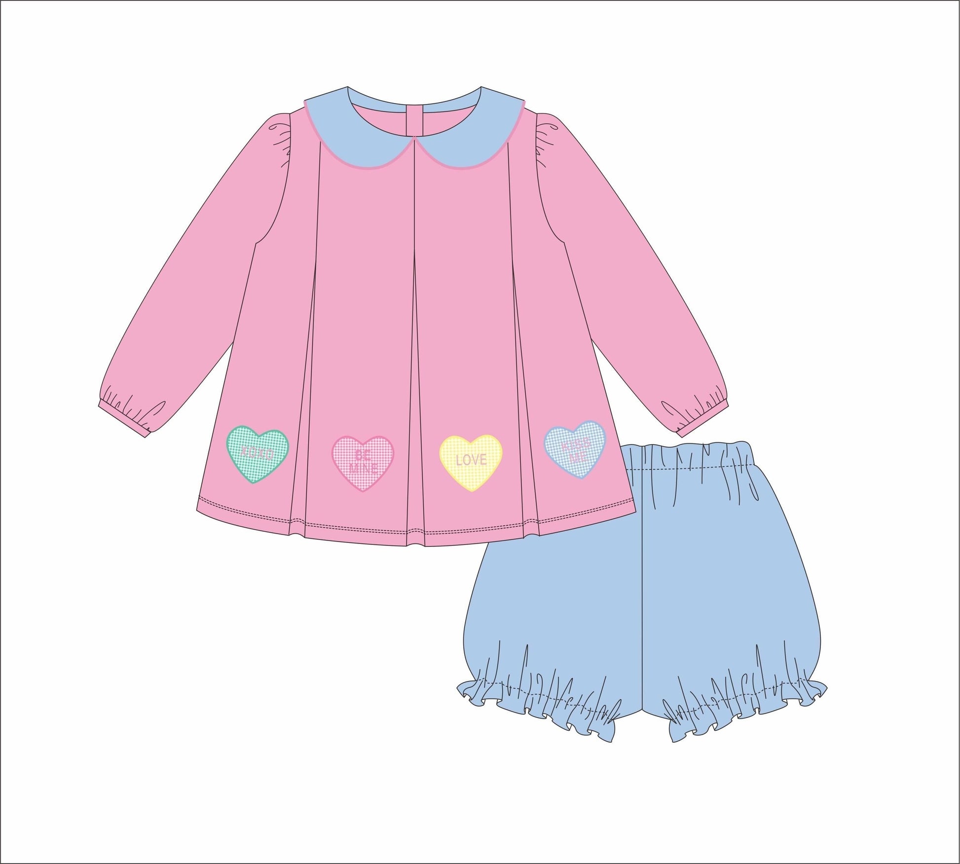Candy Heart Pleat Bloomer Set - Tea and Cotton IncTea and Cotton Inc