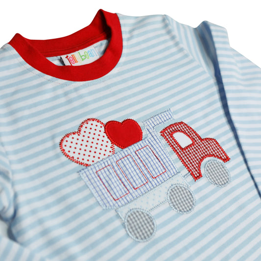 Dump Truck heart applique romper - Tea and Cotton IncTea and Cotton Inc