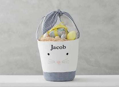 Easter Bunny Face gingham trim Easter Egg Basket - Tea and Cotton IncTea and Cotton Inc