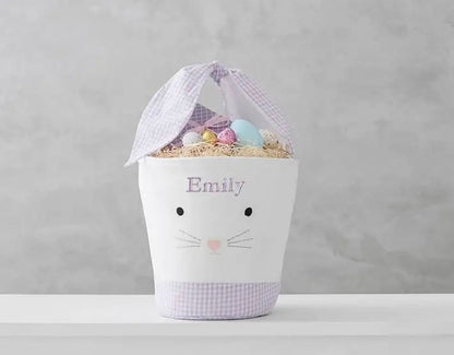 Easter Bunny Face gingham trim Easter Egg Basket - Tea and Cotton IncTea and Cotton Inc