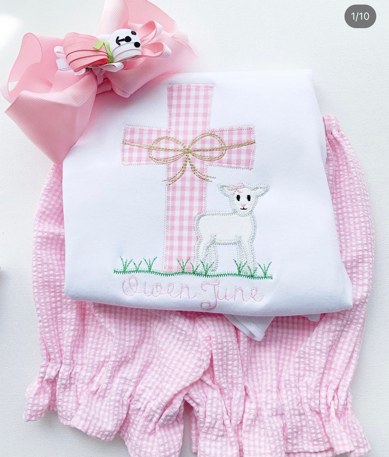 Gingham Cross Applique Girl - Tea and Cotton IncTea and Cotton Inc