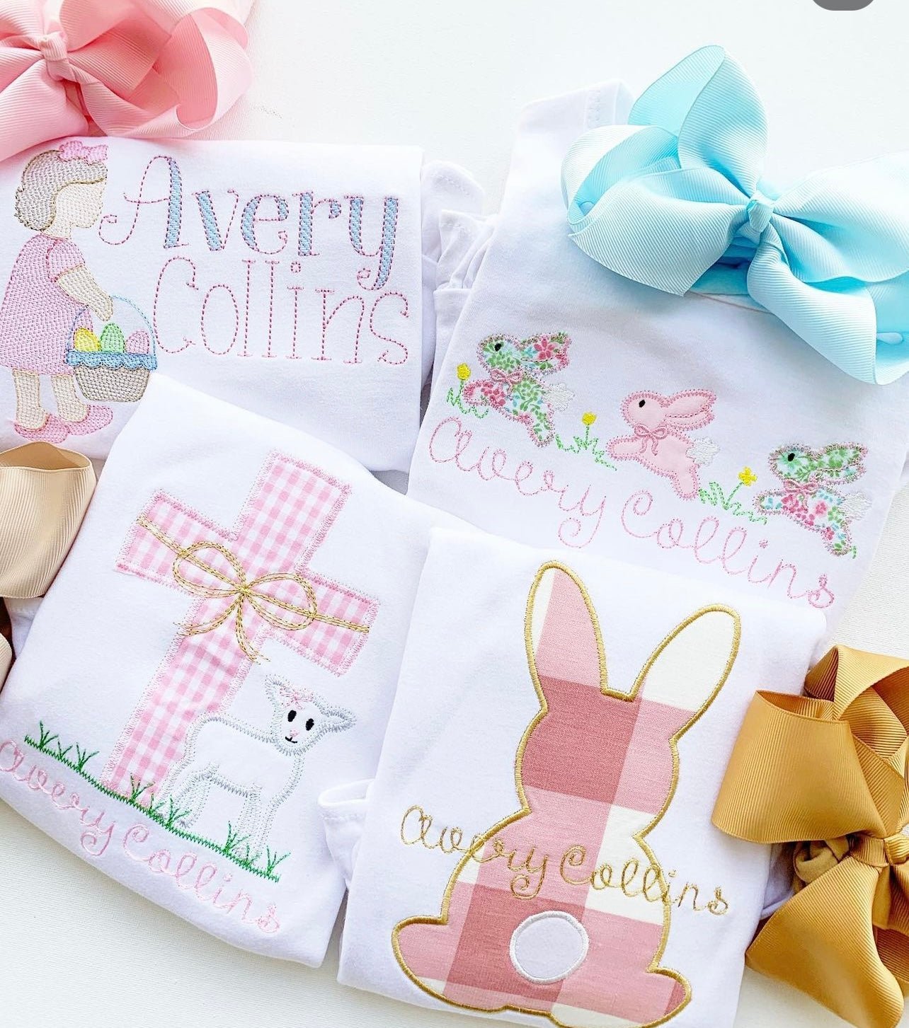 Gingham Cross Applique Girl - Tea and Cotton IncTea and Cotton Inc
