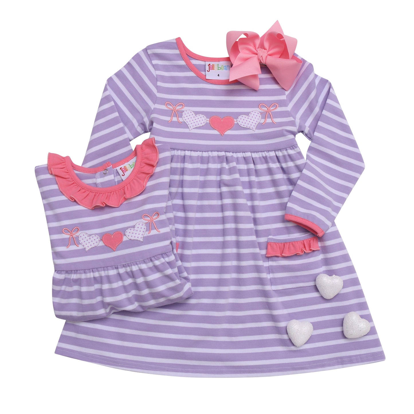 Heart Banner Applique Dress Purple - Tea and Cotton IncTea and Cotton Inc