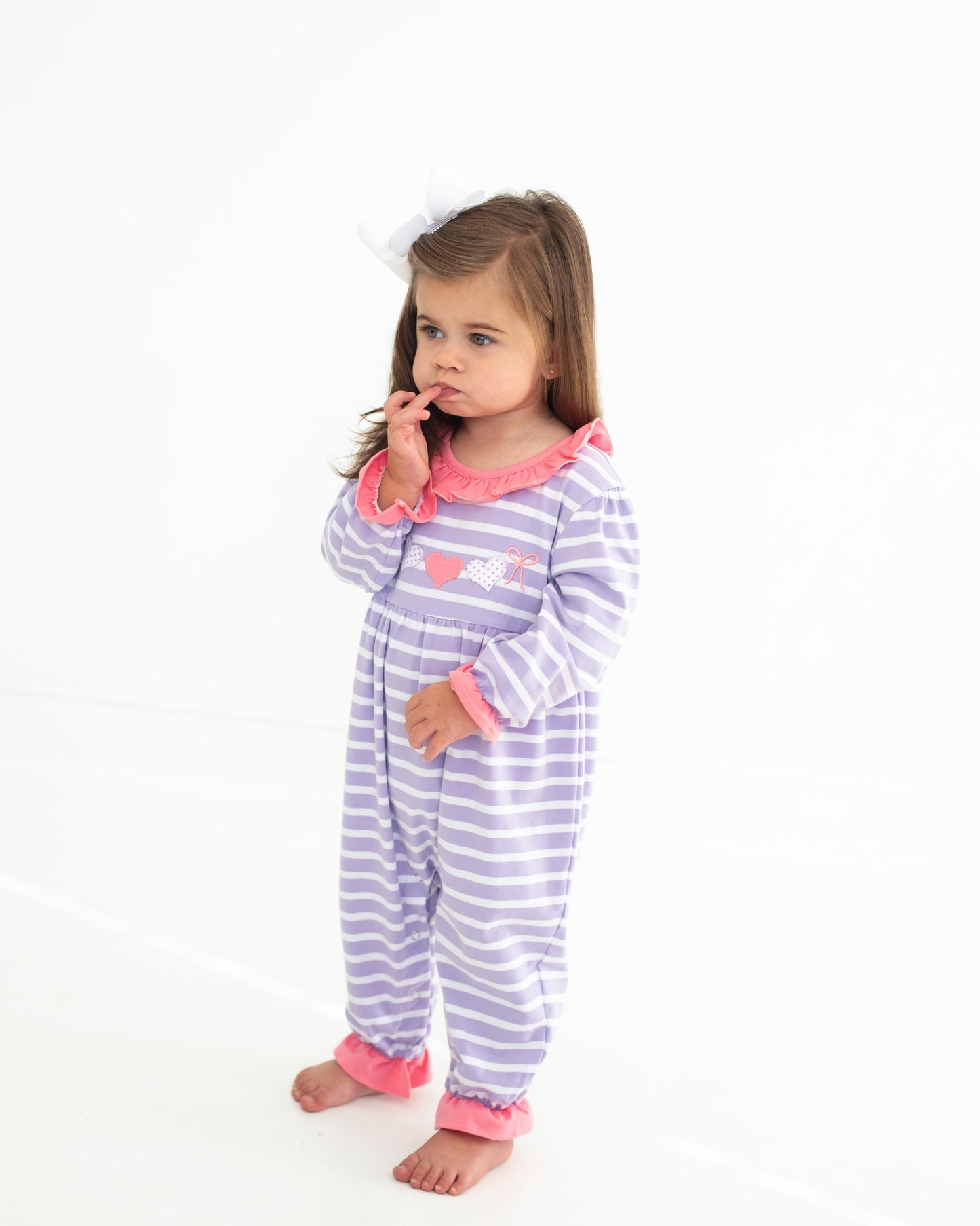 Heart Banner Applique Ruffled Romper Purple - Tea and Cotton IncTea and Cotton Inc