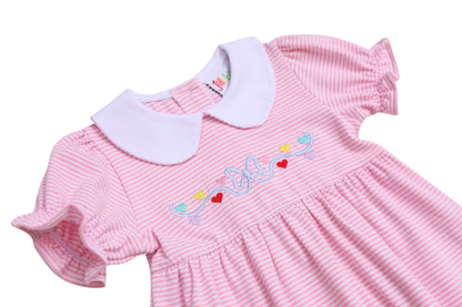 Mini Heart Embroidery Dress Short Sleeve - Tea and Cotton IncTea and Cotton Inc