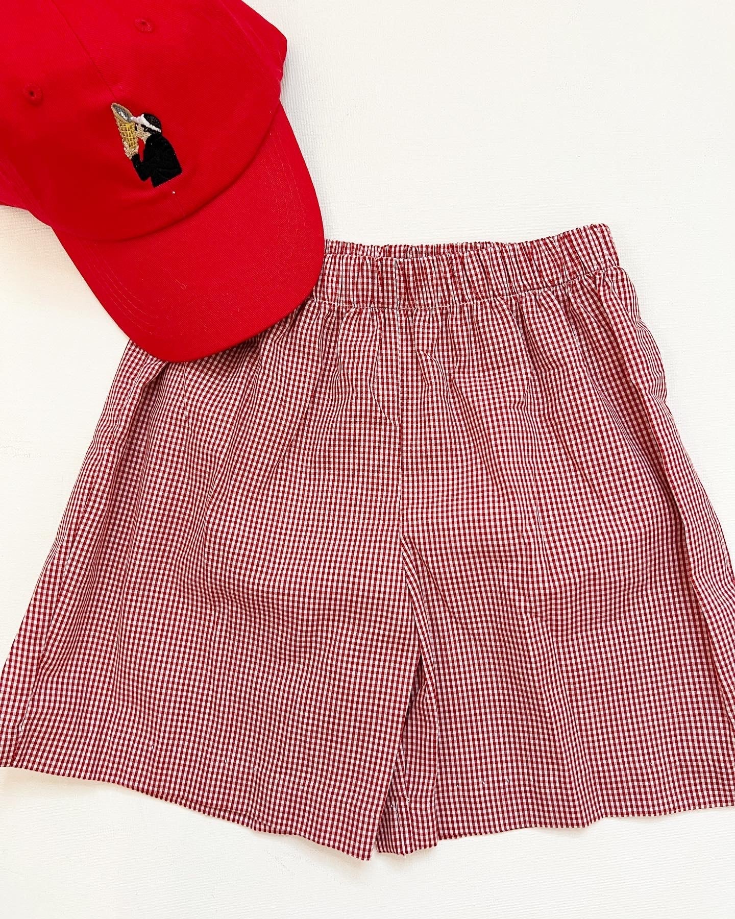 Red gingham pull on shorts Boy - Tea and Cotton IncTea and Cotton Inc