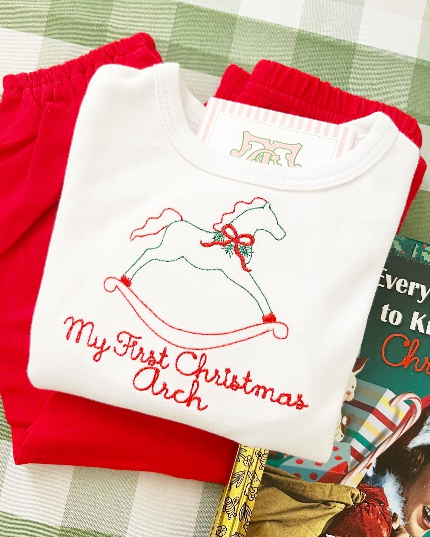 Rocking Horse "My First Christmas," with our without and just name - Tea and Cotton IncTea and Cotton Inc